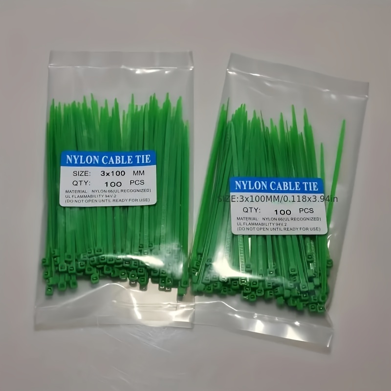 

100pcs Green Plastic Ties, Gardening Zip Ties, Garden Plants Fixing Ties, Heavy Duty Self Locking Cable Zip Ties, Industrial Grade Plastic Ties