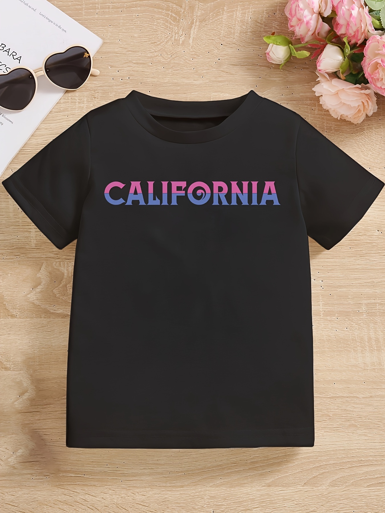 Camiseta Rosa Estampado Coche Niña Estampado california - Temu