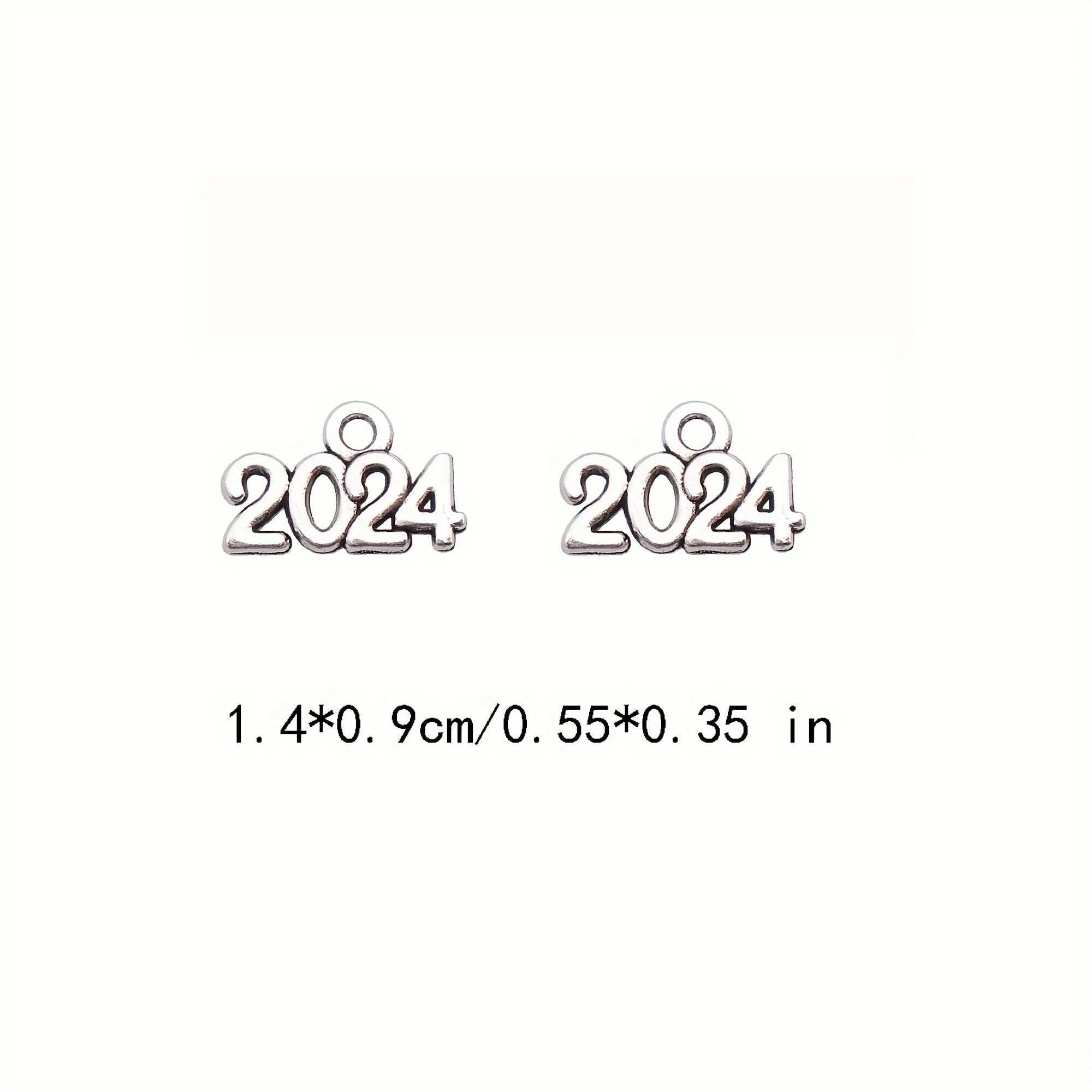 30pcs 2024 Charms Silver Year Signet Bulk Antique Number Pendants Year Charms for Jewelry Making Finding Necklace Bracelets Keychain DIY Project