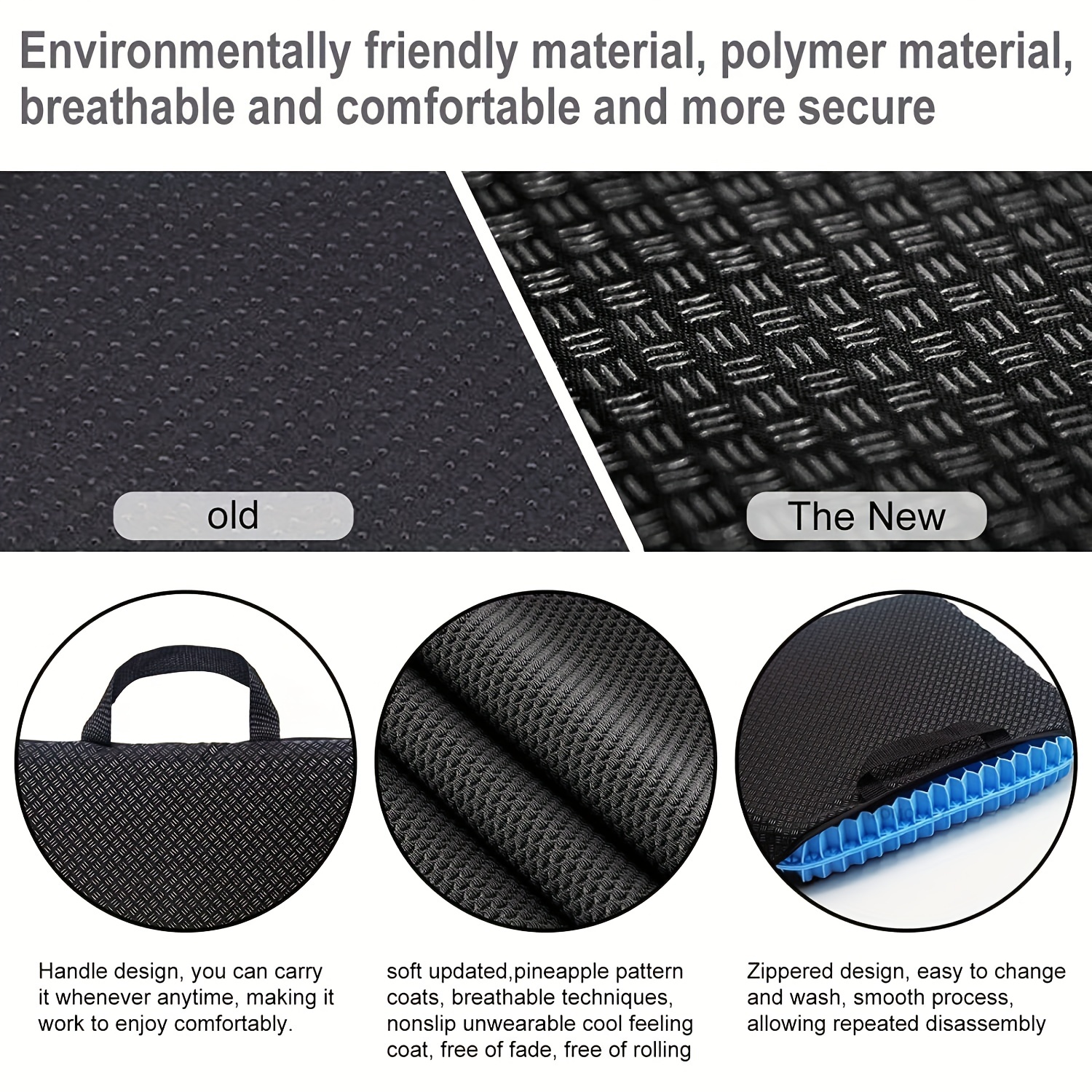 Double Layer Gel Seat Cushion with Breathable Non-Slip Cover for Office Car