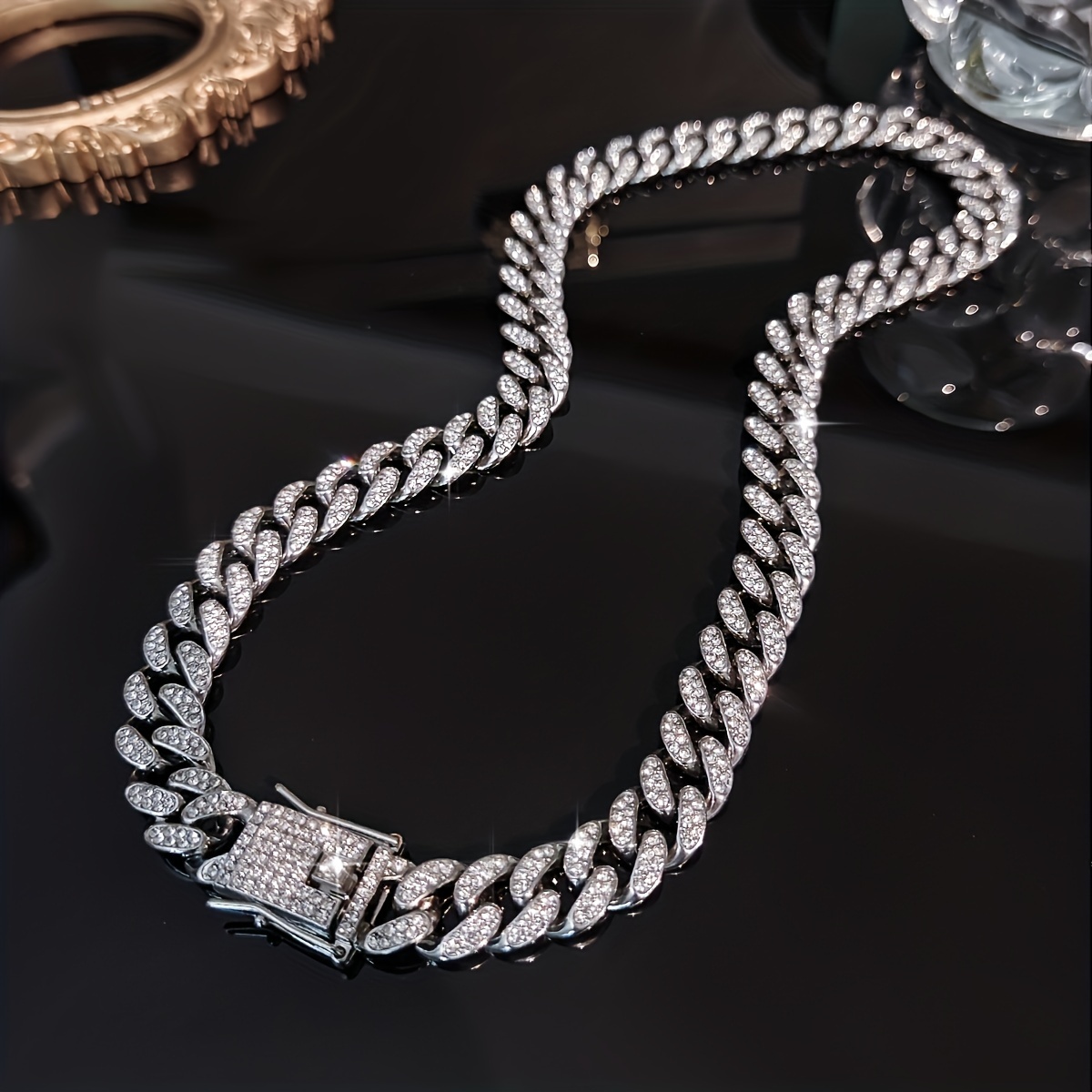 1pc Diamant anhänger 16mm Cuban Link Chain Halskette Bling - Temu Austria