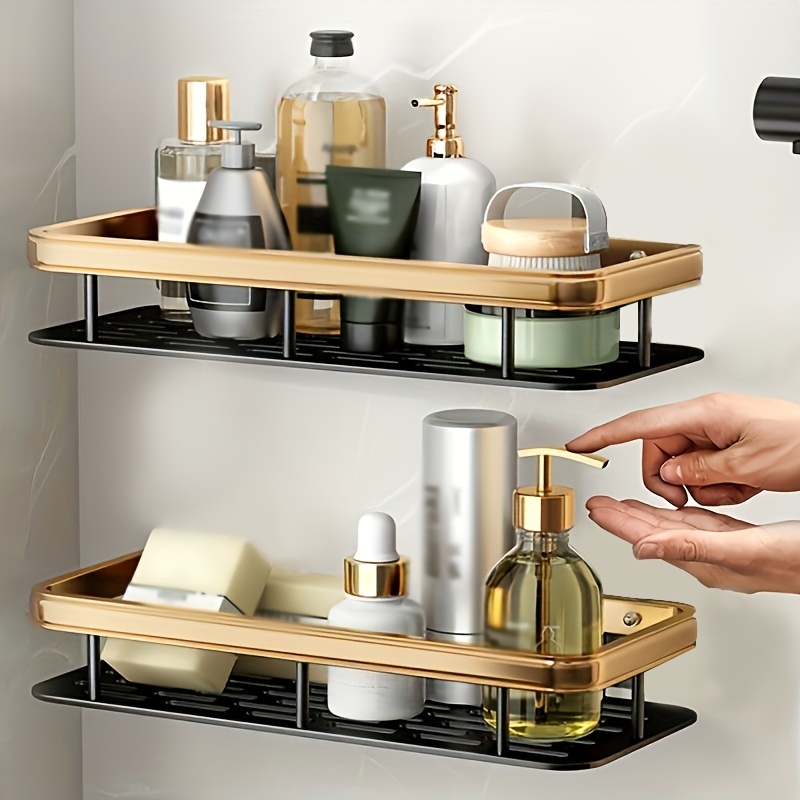 Bathroom Shelf Kitchen Storage Organizer Aluminum Alloy Shampoo Rack Shower  Shelf Bathroom Accessories No Drill Shelf