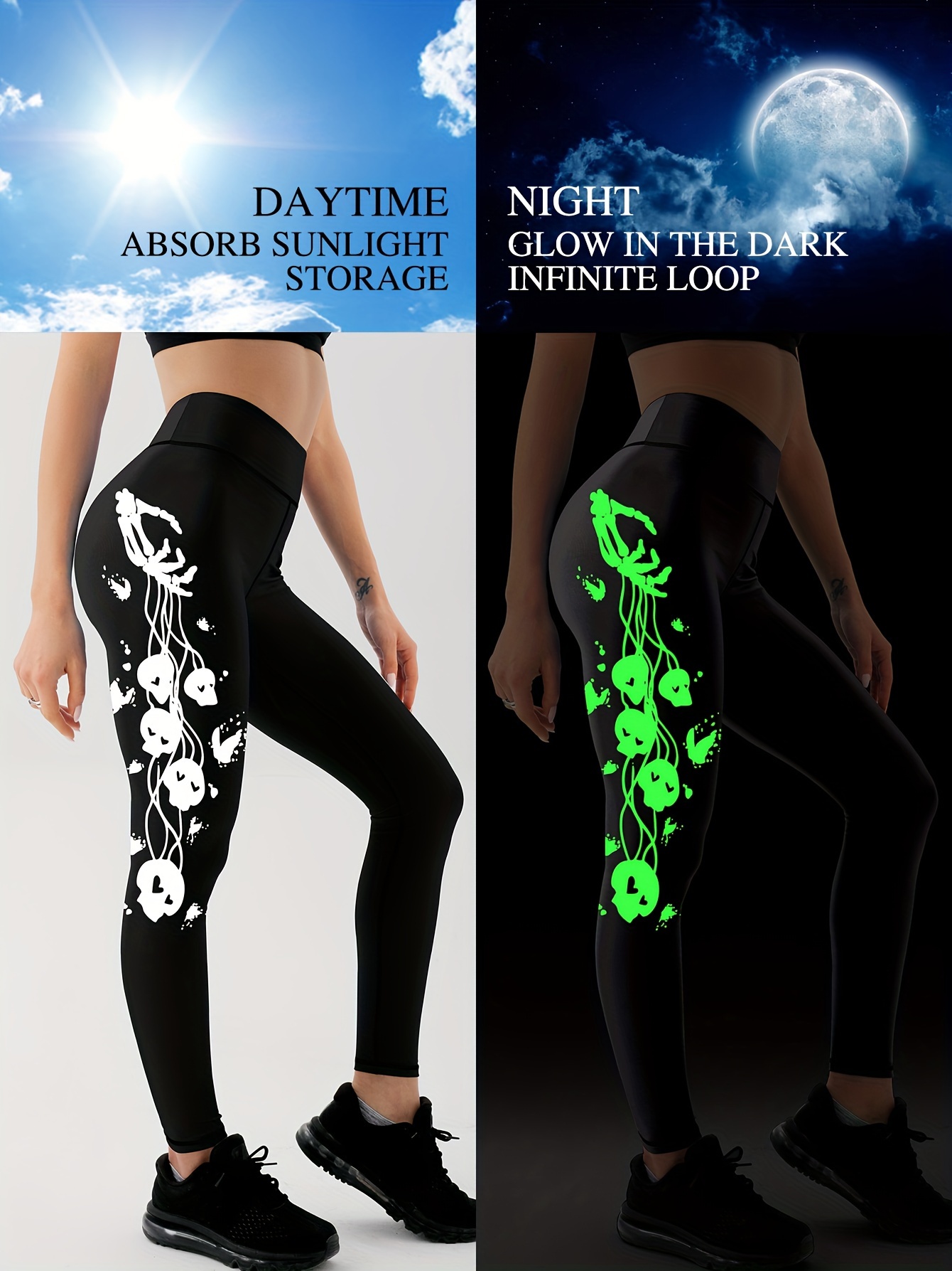 Fluorescent Skeleton Hand Print Yoga Workout Pants Sports - Temu