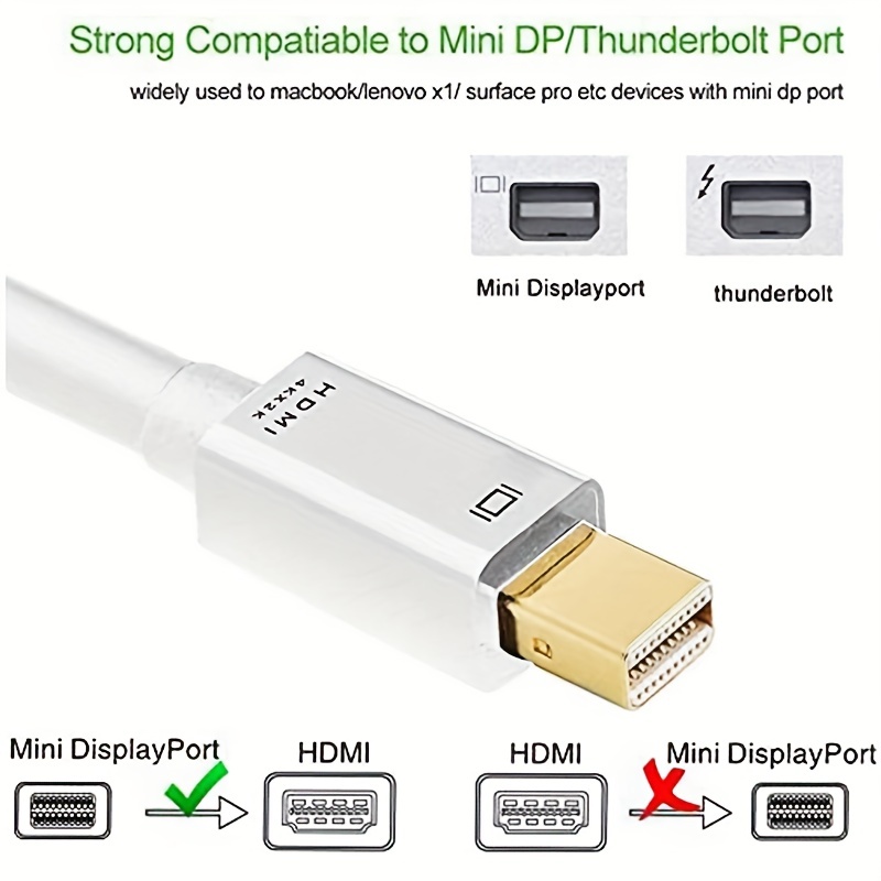 Cable 1.8m Adaptador Thunderbolt Mini Displayport A Hdmi Mac Color Blanco