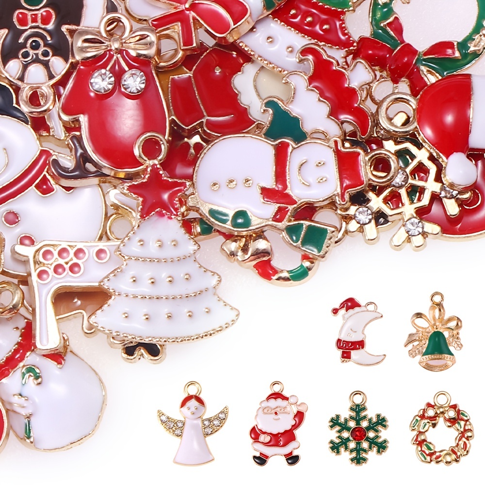 Christmas Alloy Enamel Pendant Charm For Necklace Bracelet Jewelry