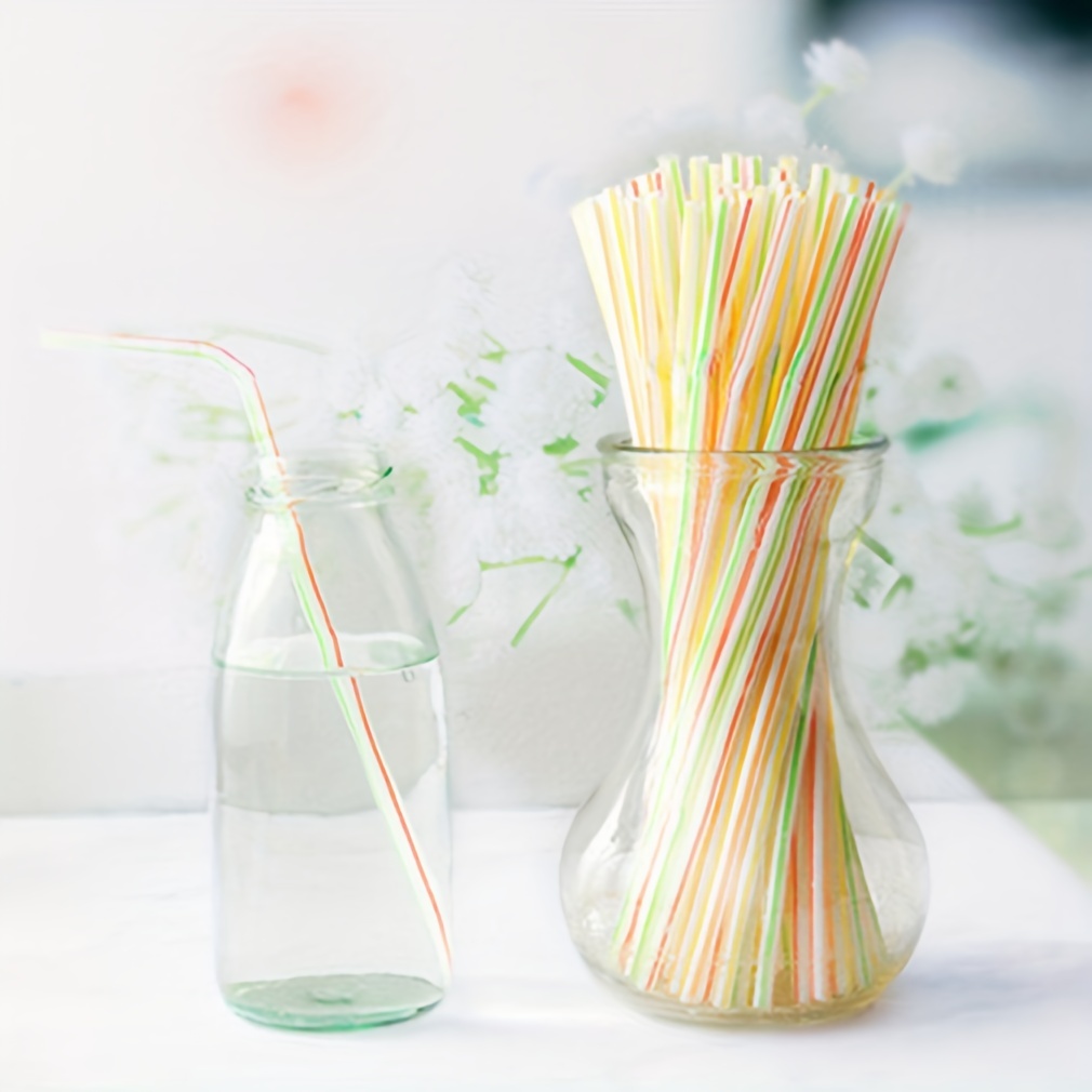 48 Pc Flexible Paper Straws Party Colorful Disposable Striped