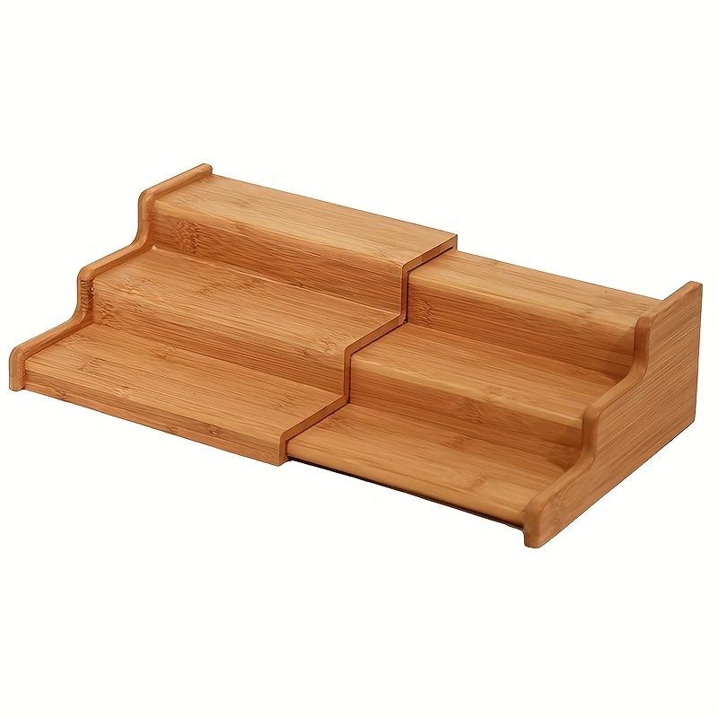 High Quality Bamboo 3-Tier Spice Rack Countertop Seasoning Organizer  Cabinet Pantry Shelf Space Saver Kitchen Step Shelf