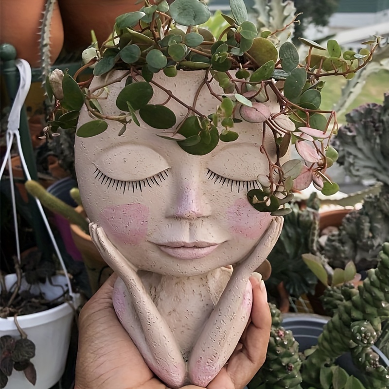 Pot de fleur de visage unique filles visage pots de plantes yeux