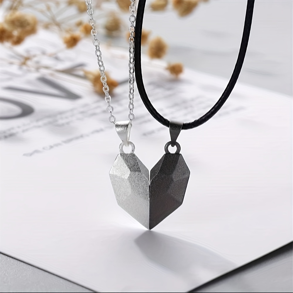 Magnetic Heart Pendant Necklace For Men trendy Geometric - Temu
