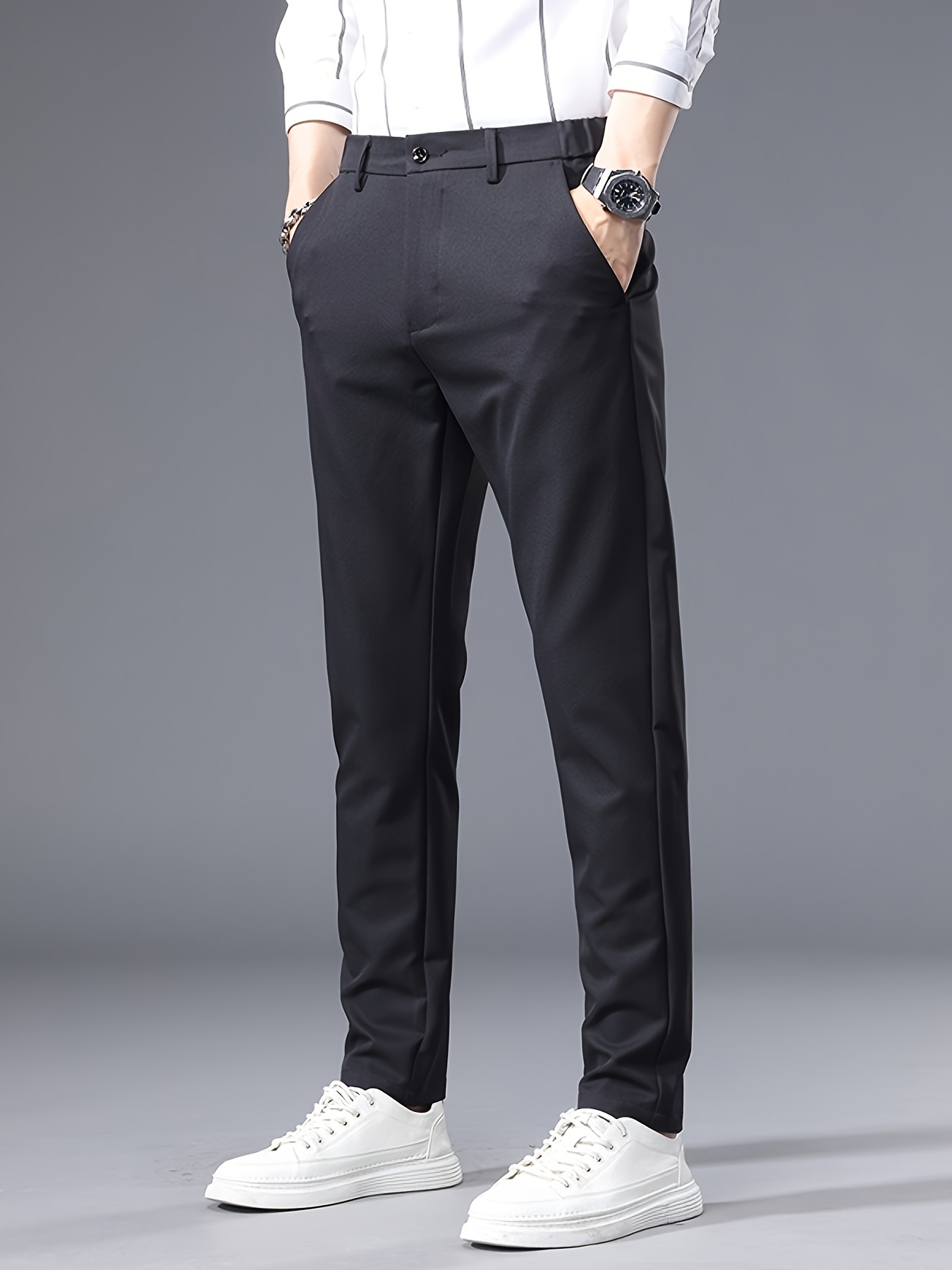 Men's Semi formal Stretch Suit Pants Fall Winter - Temu Canada