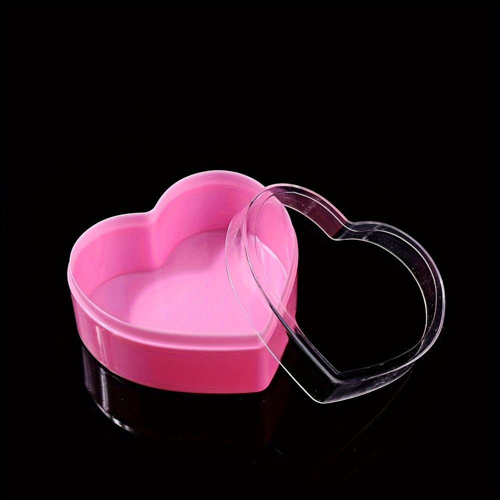 Plastic Nail Jewelry Storage Box Pink Love Heart Shape With