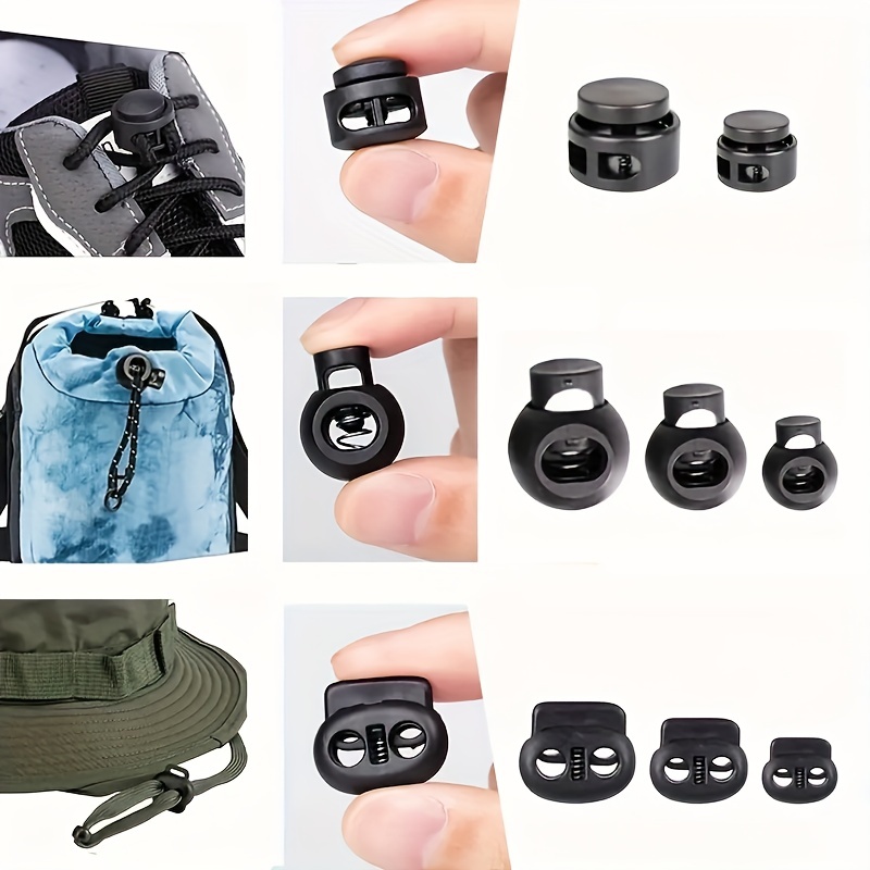 Plastic Cord Locks End Spring Stopper, Fastener Toggles For Shoelaces,  Drawstrings, Paracord, Bags, Clothing, And More(20pcs, Black)