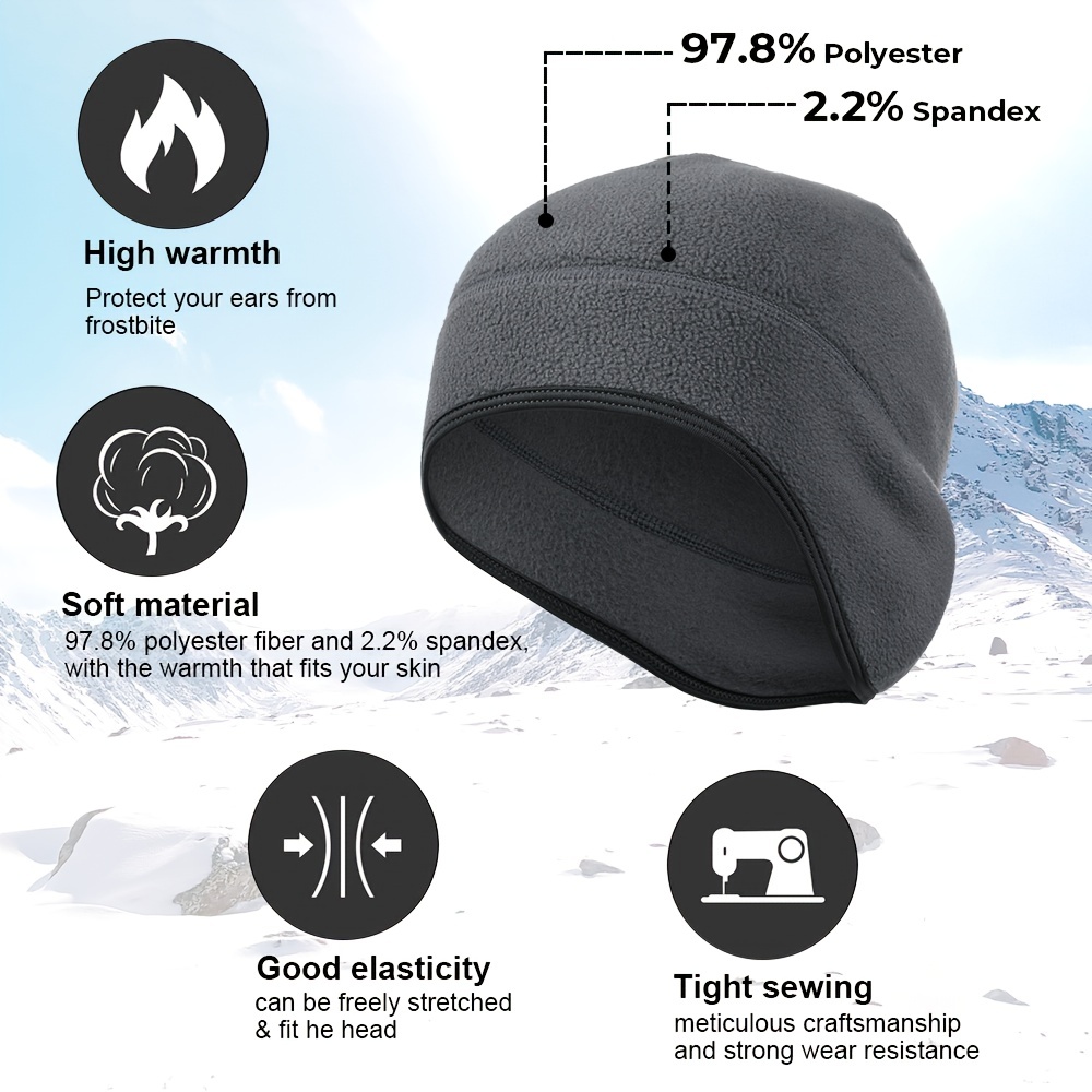 Winter Hat Thermal Running Sports Hats Soft Stretch Fitness Warm Ear Cover Snowboard Hiking Cycling Ski Windproof Cap Men Women Gray