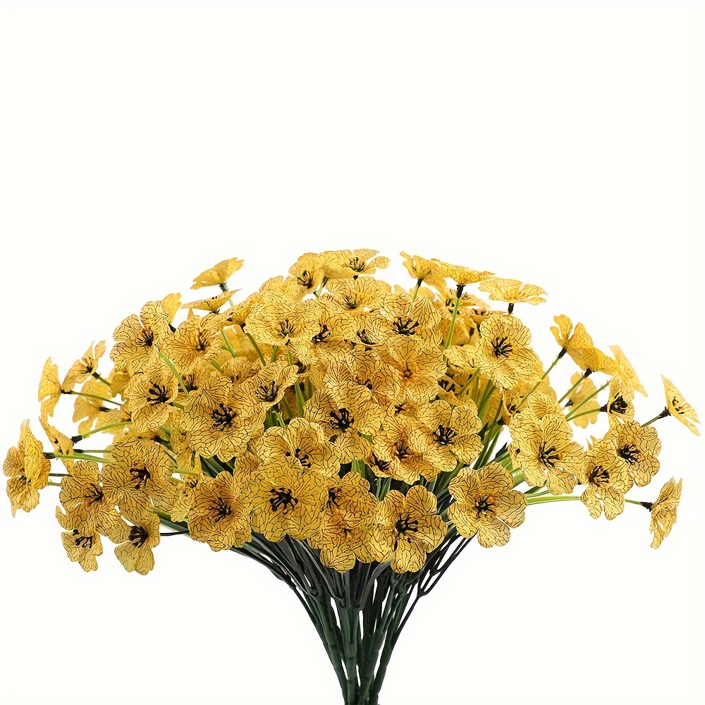 Image of 10 Bundles Outdoor Artificial Flowers, Uv Resistant No Fade Fake For Indoor Outside Hanging Plants Garden Patio Porch Window Box Home Wedding Farmhouse Decor, Halloween Xmas Home Decor