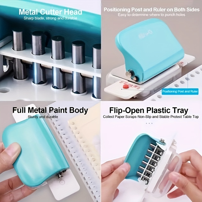 Mini Paper 6 hole Punch With Free Stickers Portable Handheld - Temu
