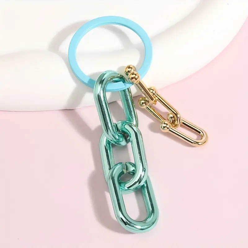 1pc Y2K Color Block Keychain Hiphop Cool Key Ring Purse Bag Backpack Car Charm Earphone Accessory Women Girls Boys Gift,Temu