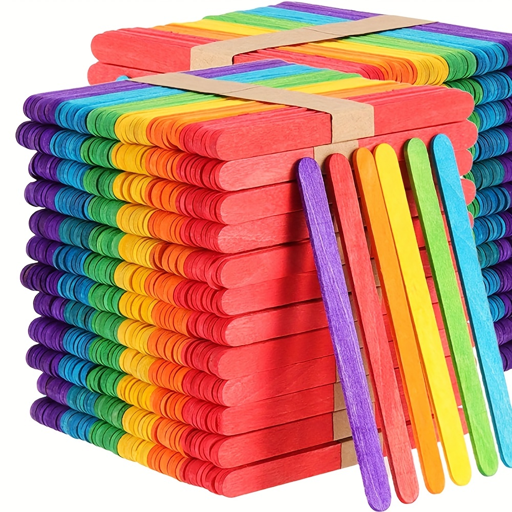 Diy Handmade Wooden Bar Sticks Colorful Popsicle Sticks Ice - Temu