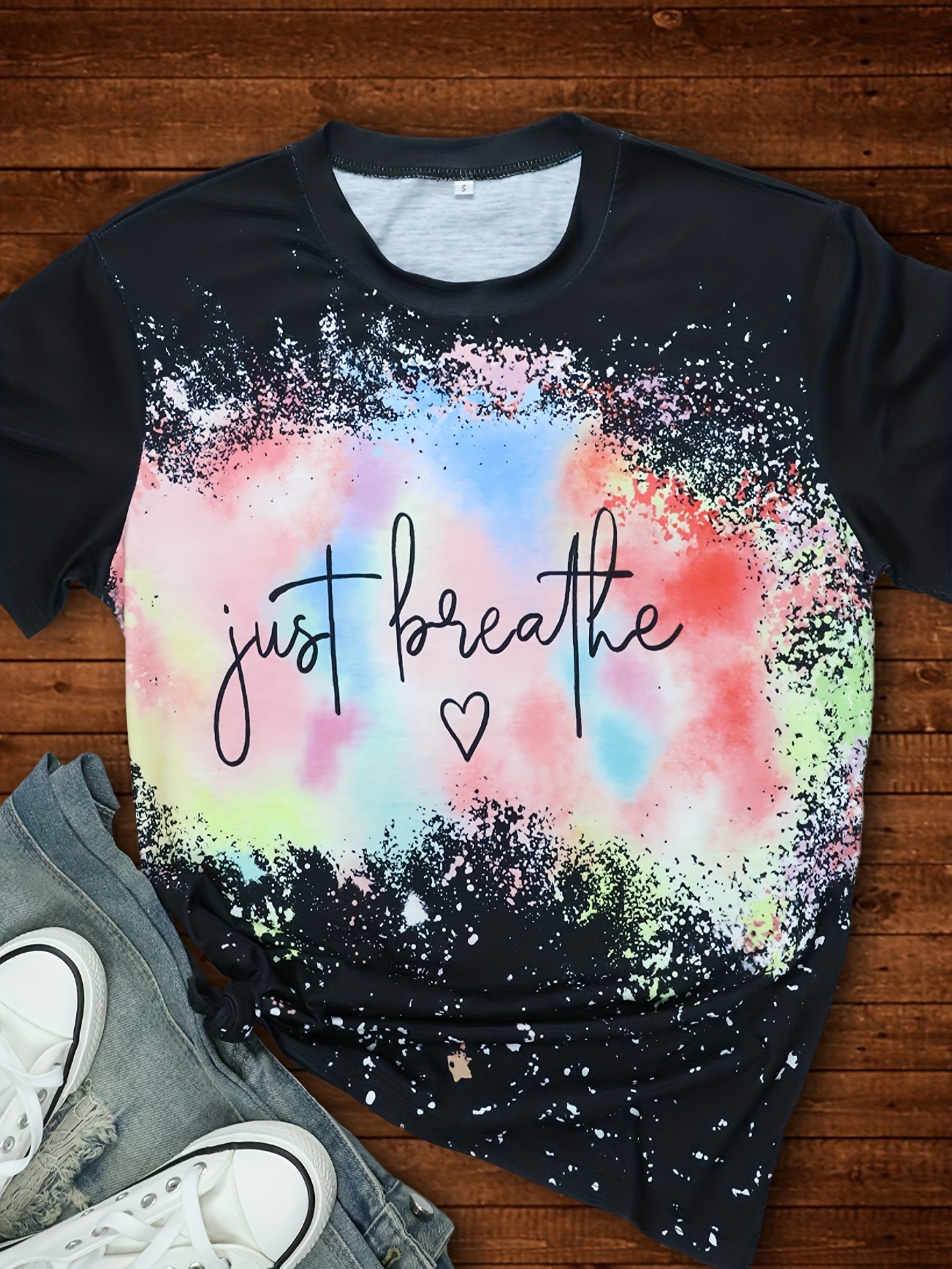 Letter Print Crew Neck T Shirt
