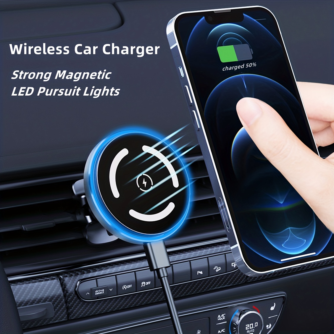 Cargador Inalámbrico Magsafe Soporte Celular Para Auto Carga Rapida 15w Con  Succión Compatible Con Iphone