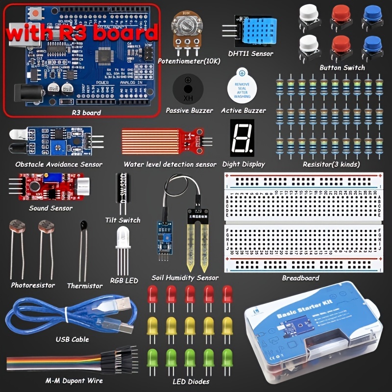 Breadboard Set Electronics Component Starter DIY Kit with BoxCompatible  with Component PackageModule