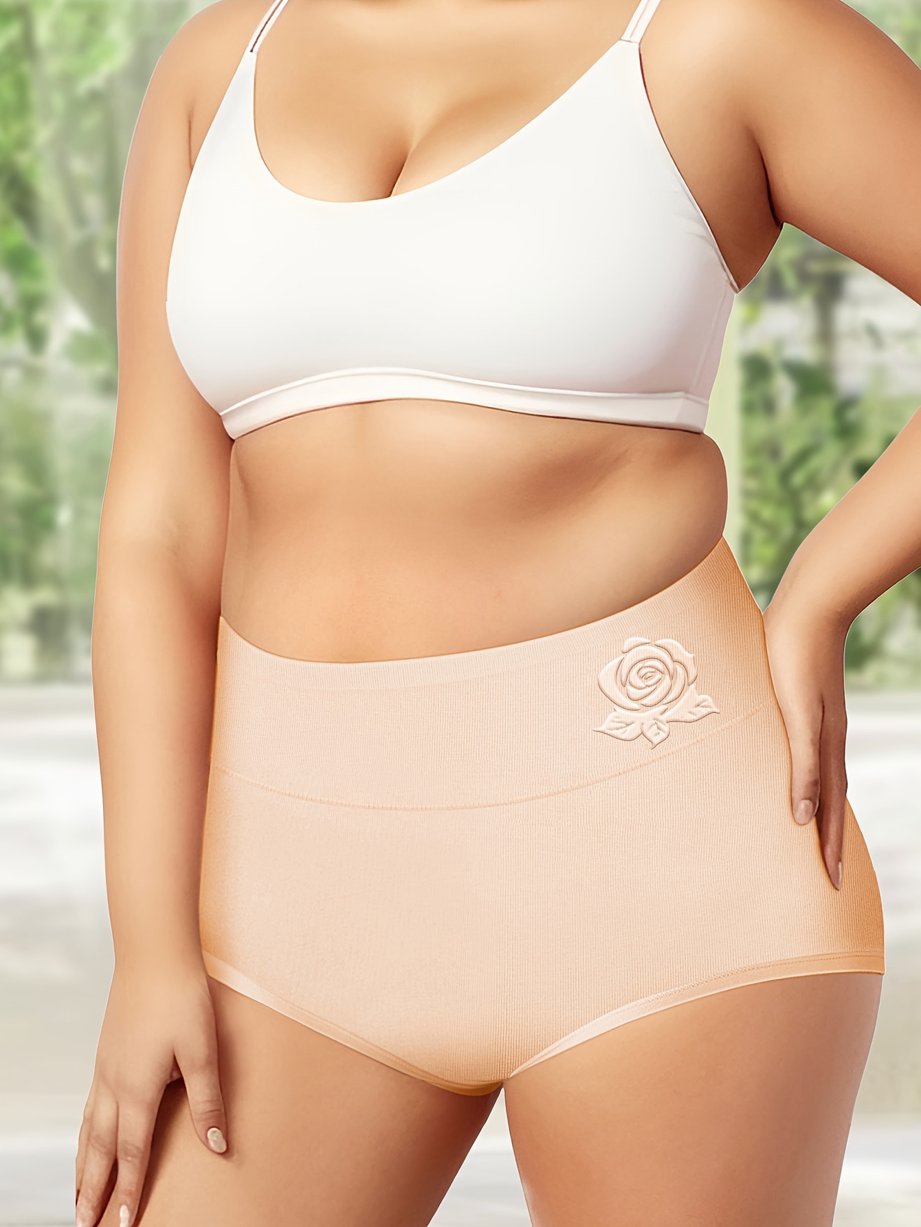 Plus Size Simple Panty Women's Plus Solid Tummy Control - Temu