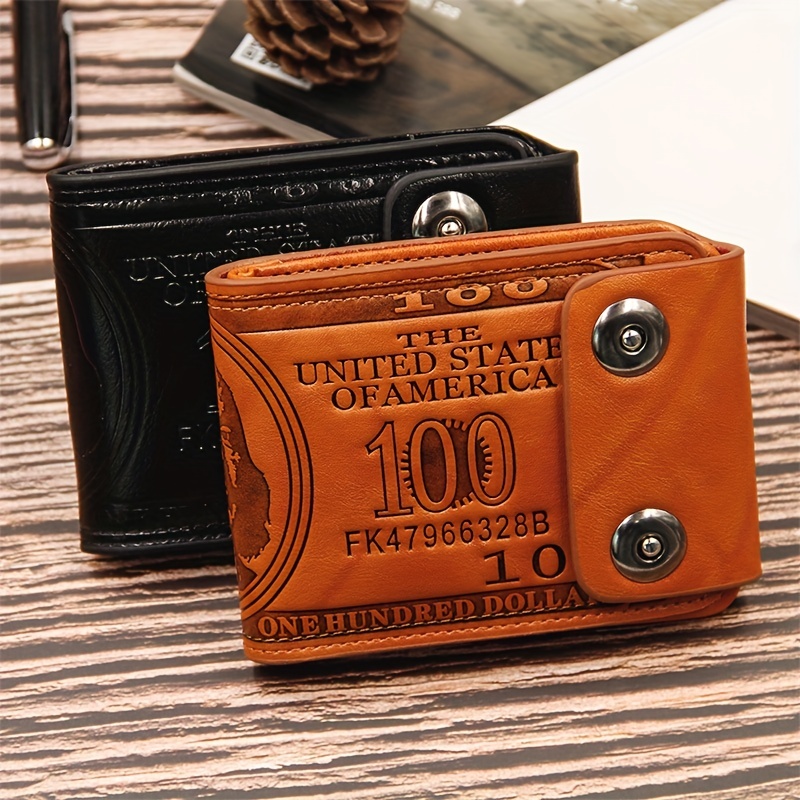 New Men's Us Dollar Bill Money Bifold Wallet Card Photo Holder Wallet  Handbag Purse Us 100 Dollar Bill Leather - Temu