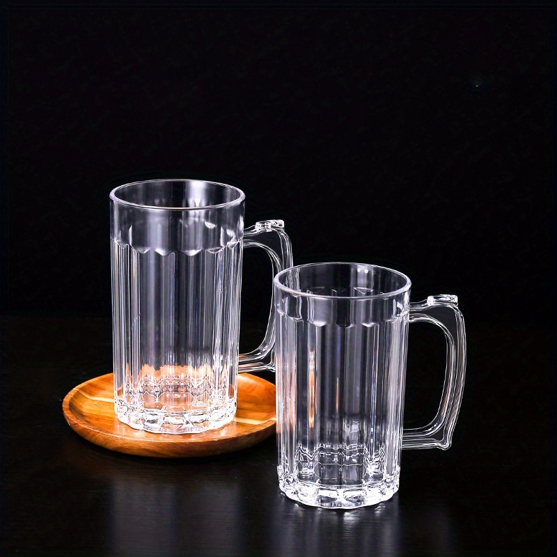 Glasses Mug Large Capacity Thick Mug Glass Crystal Glass Cup Transparent  With Handle for Club Bar Party Home