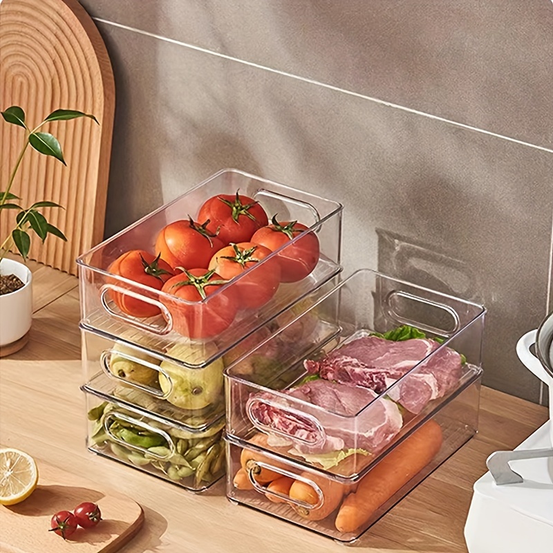 Refrigerator Storage Box Kitchen Transparent with Lid Rectangular