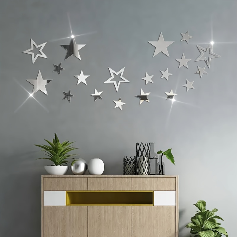 82pcs Pegatinas Espejo Estrella Pegatinas Pared Decorativas - Temu