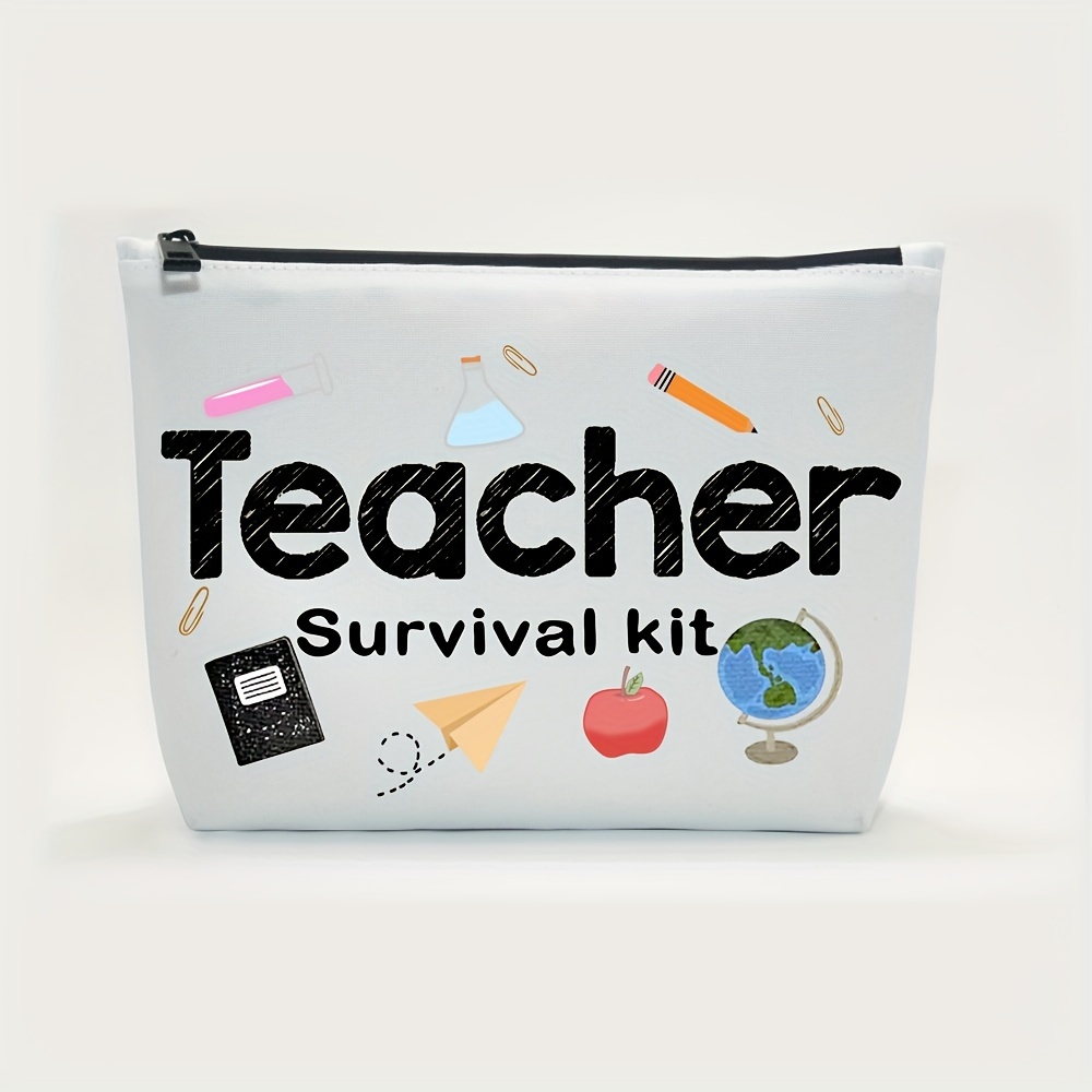 

Teacher Survival Kit - Perfect Teacher Appreciation Gift For Women - Cosmetic Bag Waterproof Makeup Bags For Preschool, Elementary, And High School Teachers