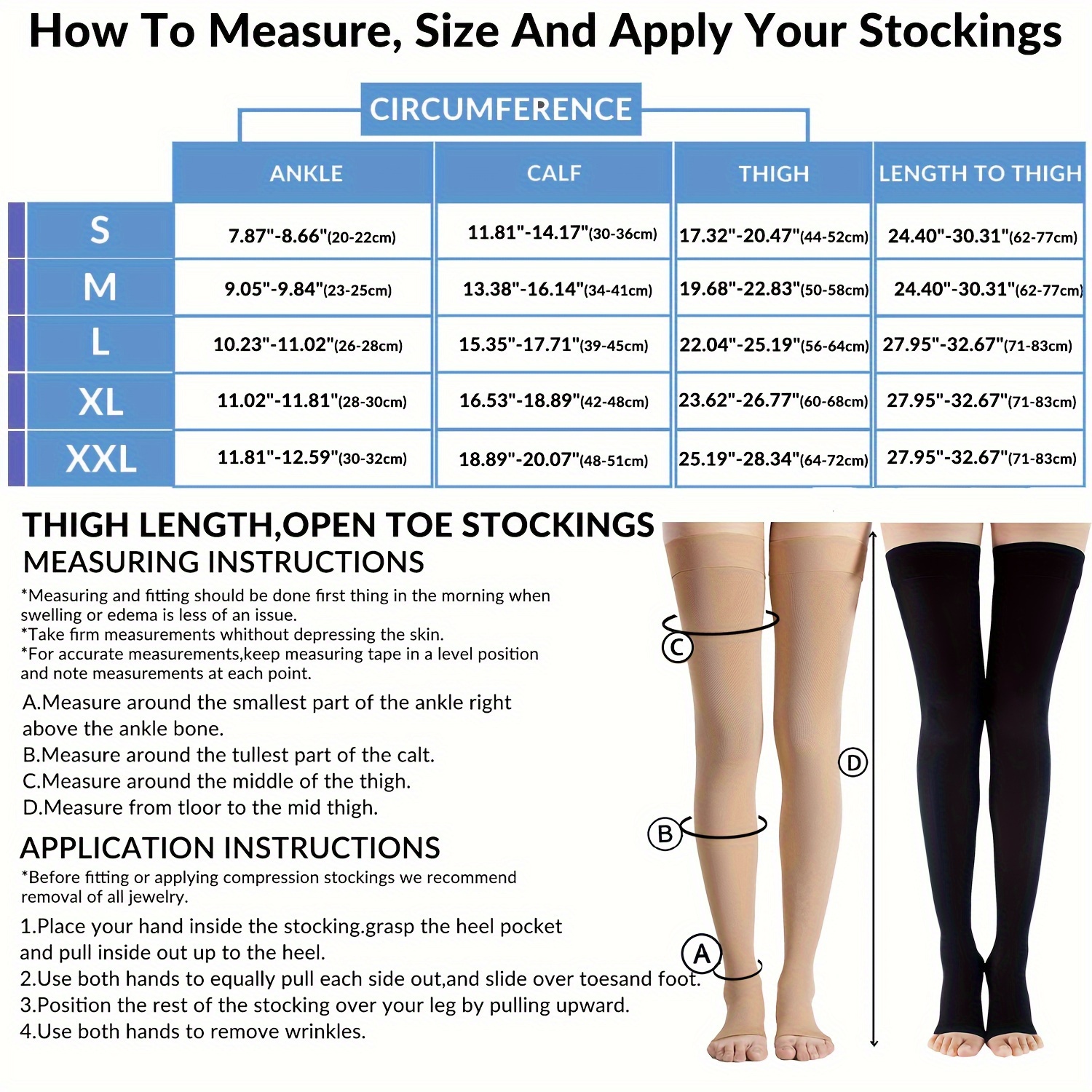 Open Toe Thigh High Compression Stockings Silicone Band - Temu Canada
