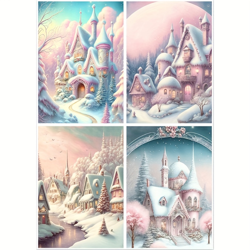 5d Diy Snow Castle Diamond Painting Kits For Adults 5d - Temu