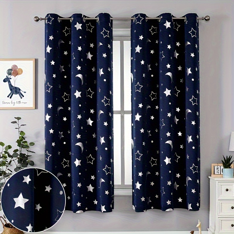 Cortinas opacas para dormitorio de niñas, cortinas opacas con diseño de  estrellas para decoración de habitación de niños, cortinas de ventana de  doble