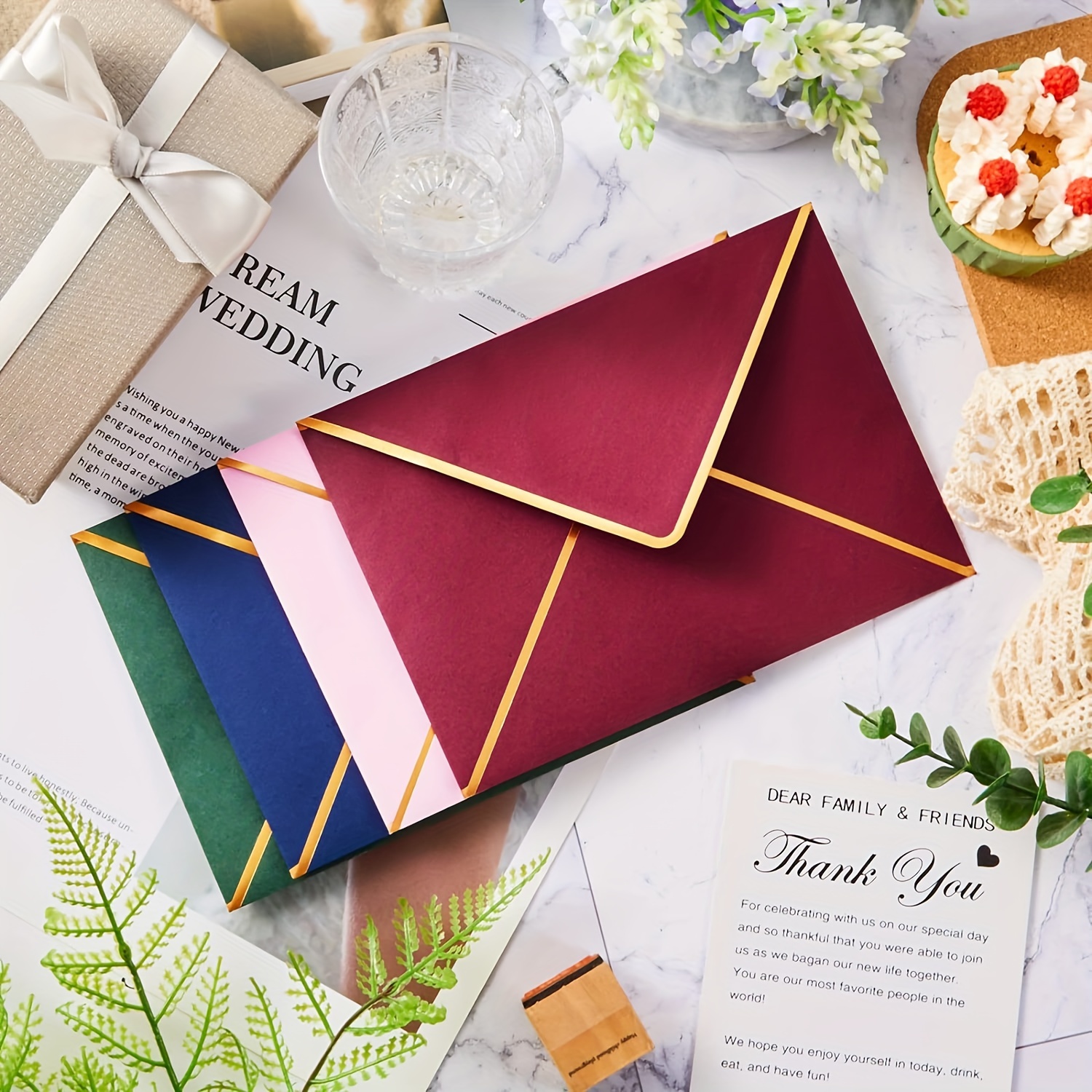 Christmas A7 Wedding Invitation Envelopes With V Flap Golden - Temu