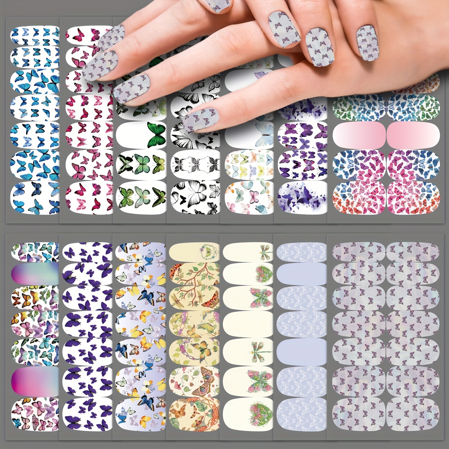 Butterfly Nail Polish Strips Long Lasting Nail Wraps for Easy Manicure