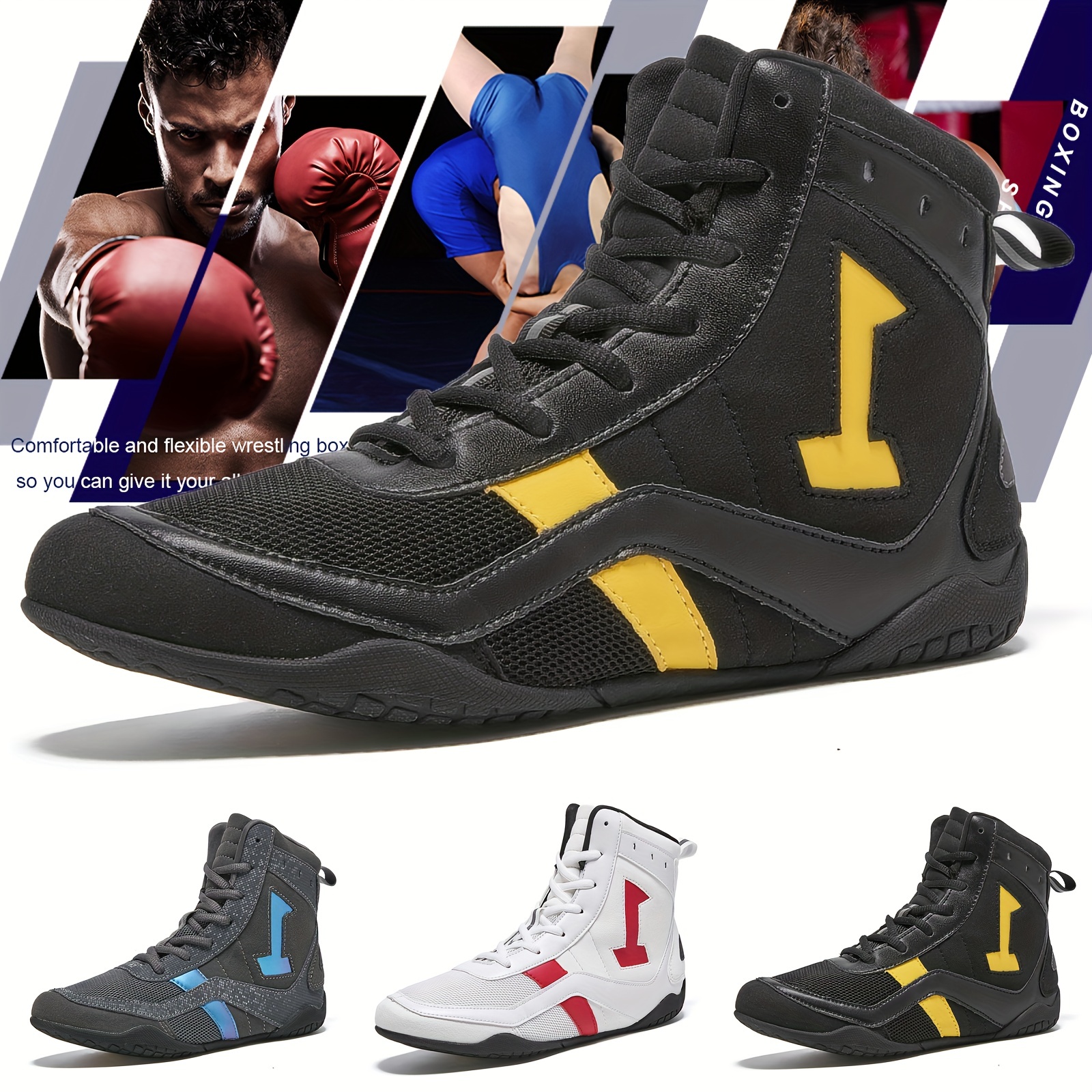 Zapatos de boxeo superiores de lucha, Negro - : Deportes y Actividades al  Aire Libre 