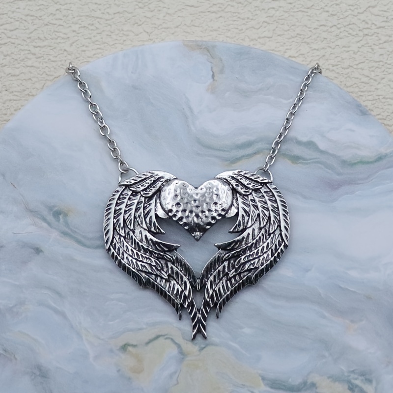 angel wings heart pendant necklace for women wedding party charms jewelry gifts 2