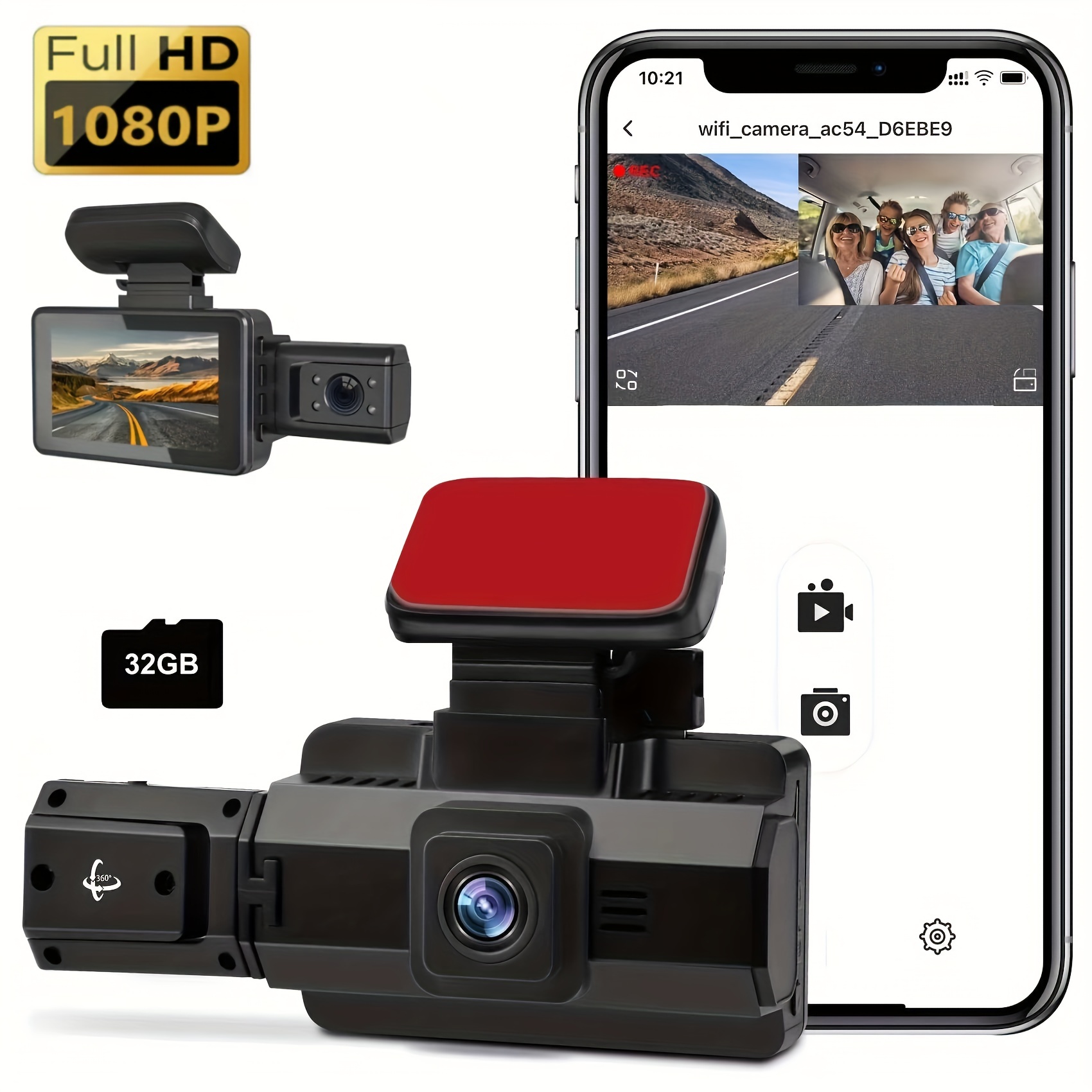 1,5-Zoll-HD-Bildschirm 2K WiFi Front-Autokamera, Dash Camer Gravity Sensor  Autorekorder Mit App + 32G SD-Karte
