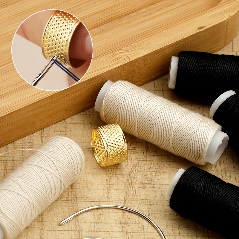 Fezep Upholstery Repair Kit, Upholstery Thread 3 Rolls Black (150 Yard) and 3 Rolls Beige (150 Yard) Includes A Heavy Duty Assorted Hand Sewing