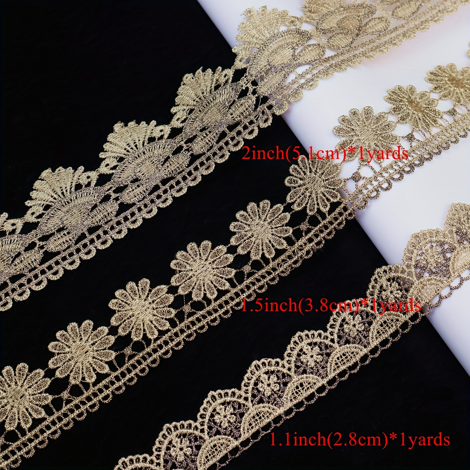 Gold Embroidery Lace Trim, Lace Ribbon Trim Gold