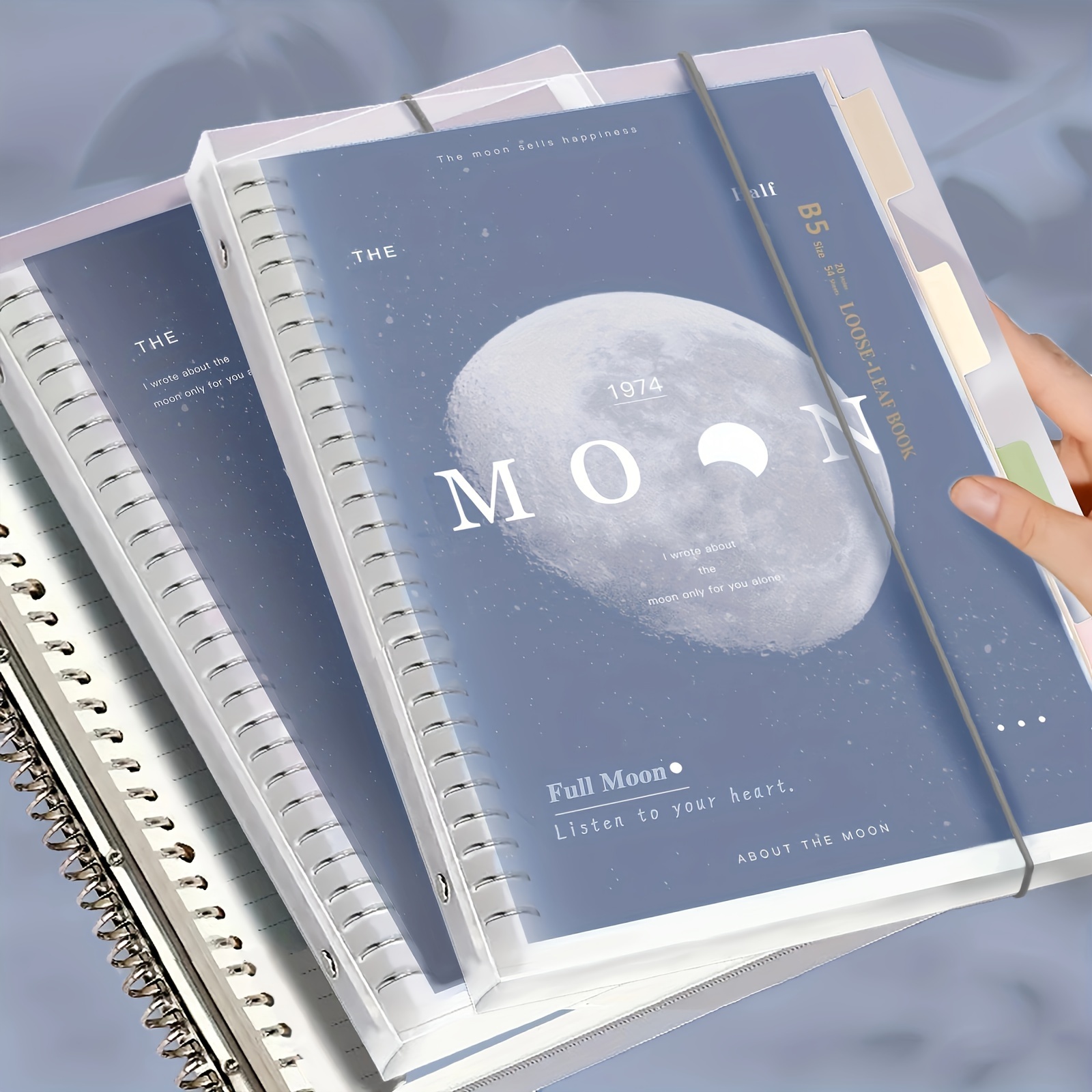 

1pc, A5/b5.54 Sheets, 108 Pages, Pp Color Cover, Moon Planet, Removable Clear Coil Loose-leaf Notebook, Binder, Horizontal Line, Notepad For Business, Journal