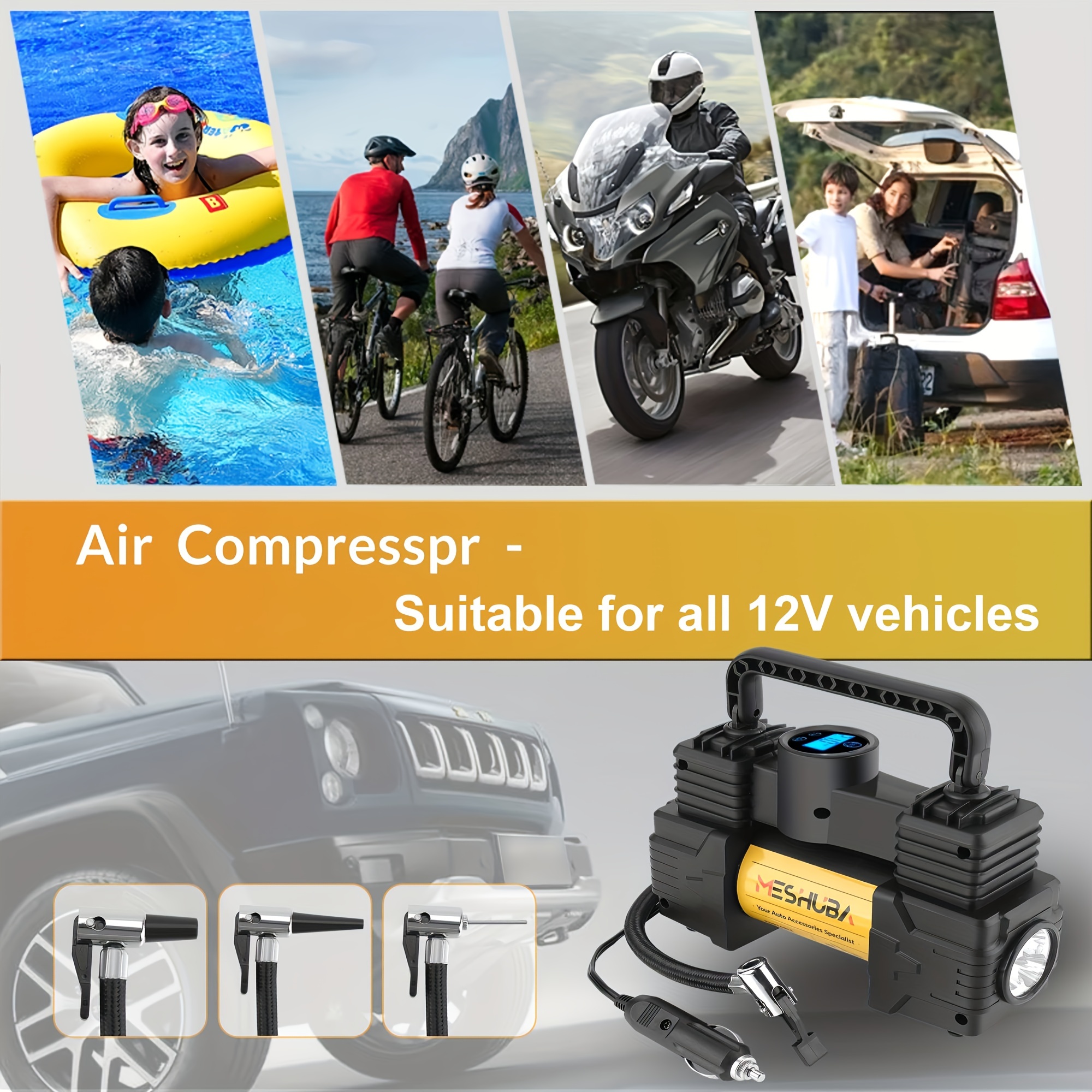 Portable 150PSI Car Compressor Digital Tire Inflator for Motorcycles and  Car Tyre Air Pump