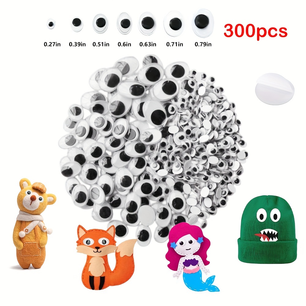 500PCS 6-12mm Plastic Self Adhesive Googly Wiggle Eye Stickers for Doll Toy  DIY