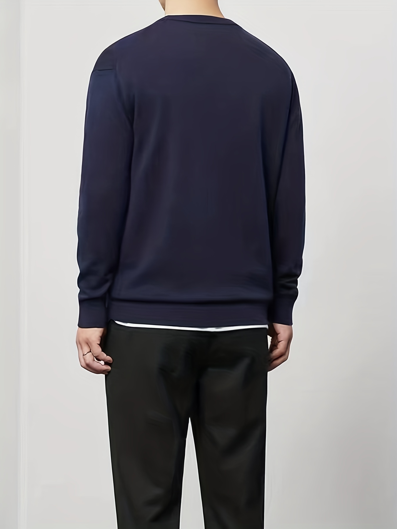 Men's Leaf & Letter Print Knitted Sweater Stretch Long Sleeve Top