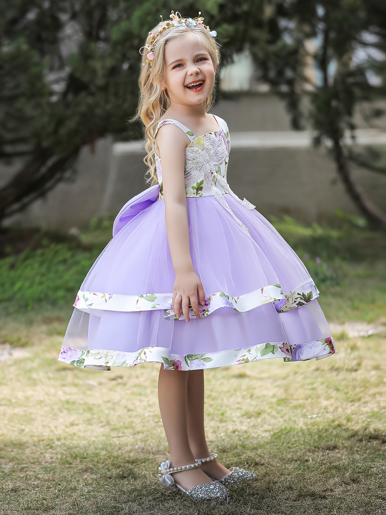 Purple Tulle Knee Length Birthday Party Formal Dress, Off The Shoulder Purple Prom Dress US 16 / Purple