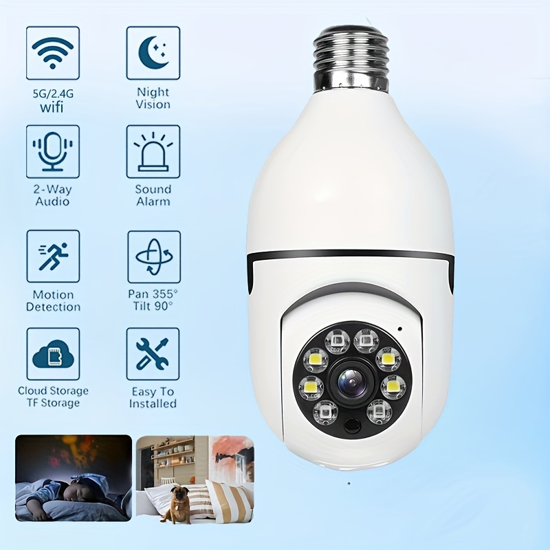 Cámara Bombilla E27 Wifi Interior Hd 1080p 2.4 / 5g Doble - Temu