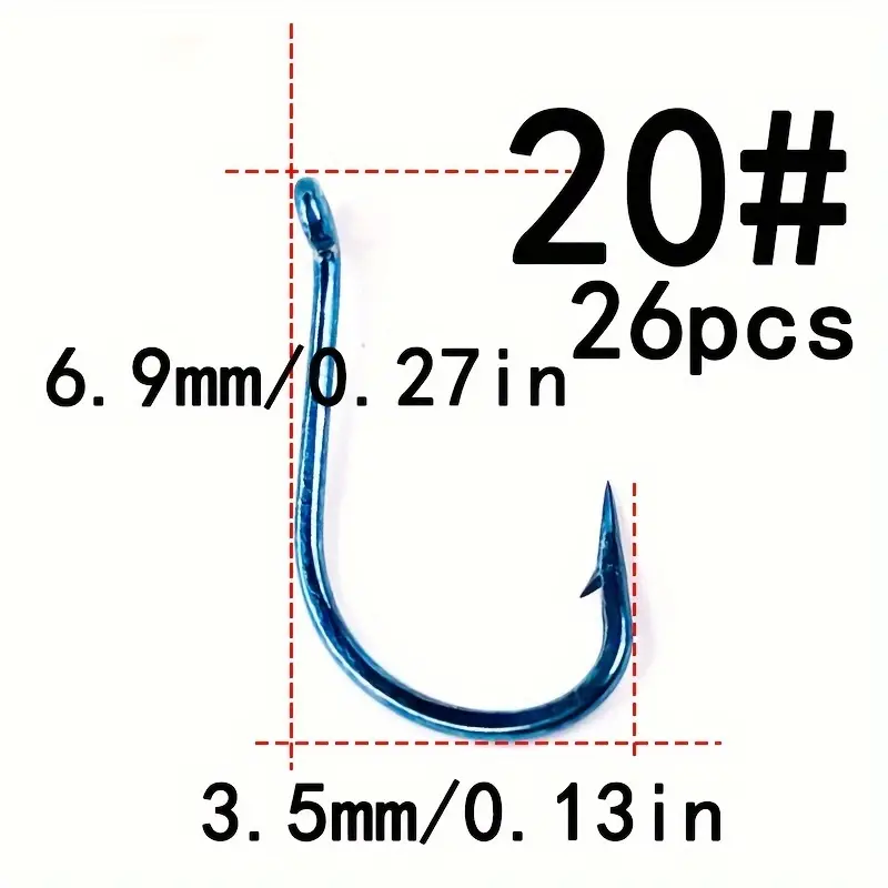 Size 2# 20# Iseni Fishing Hook Blue Barbed Fishing Hook - Temu