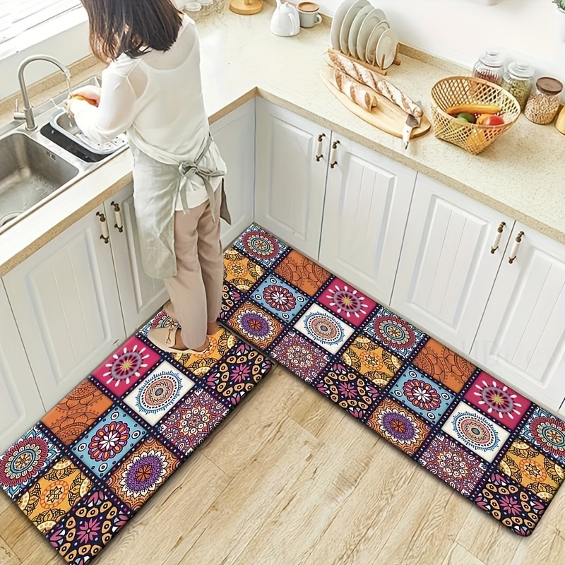 Mandala Pattern Printed Kitchen Floor Mat Boho Home - Temu