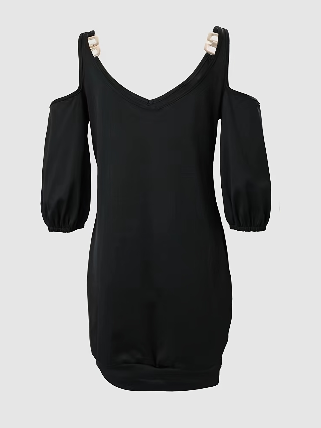 Cold Shoulder Chain Linked Dress Elegant Solid Backless Mini Temu