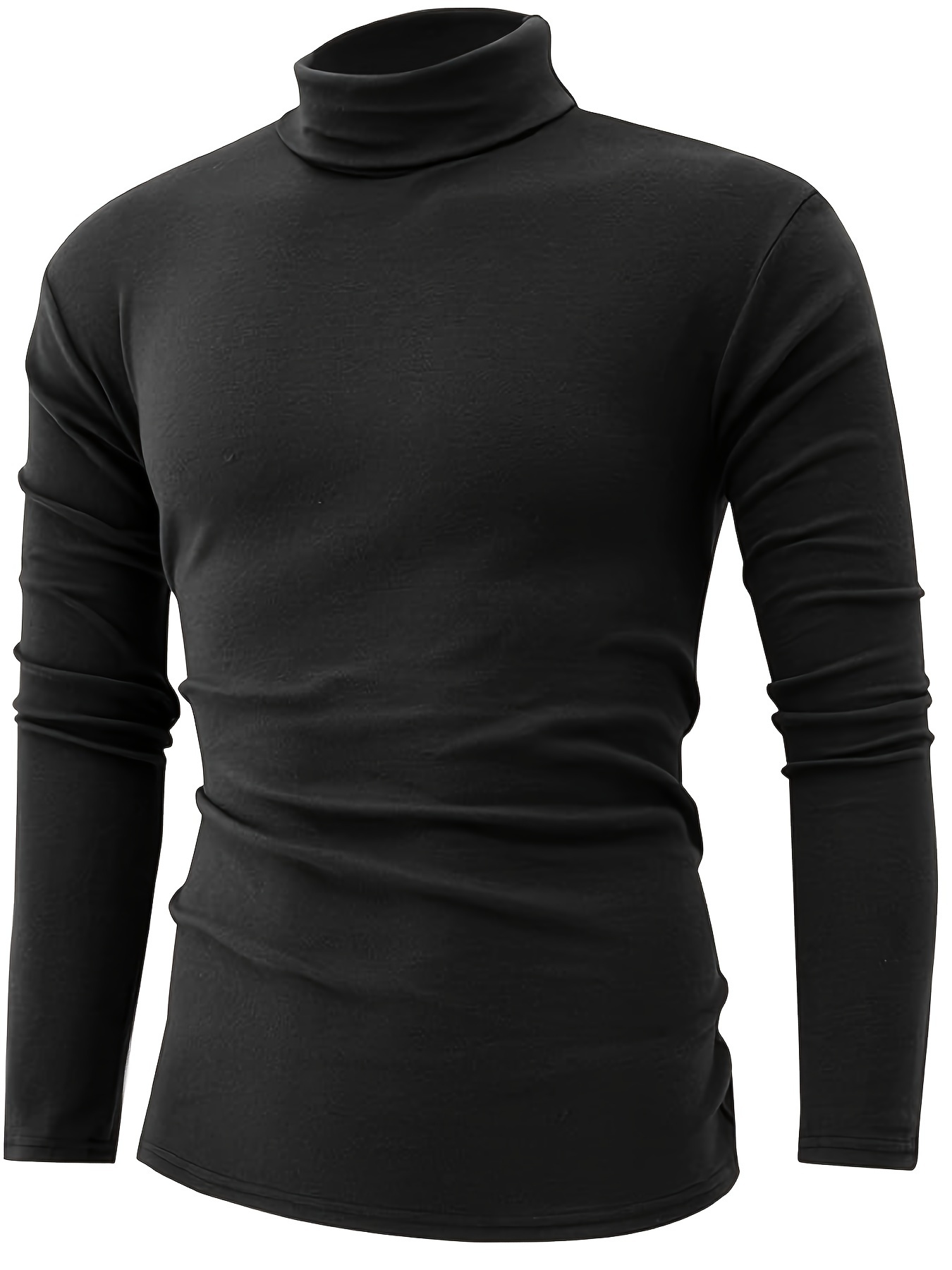 Men' Style Casual High Neck Solid Long Sleeve T - Temu